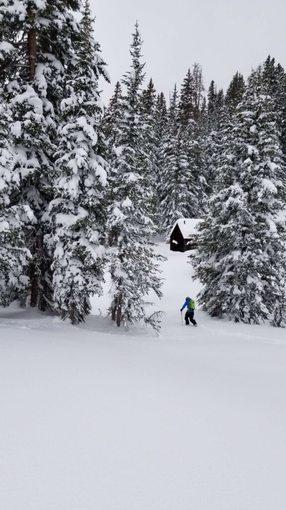 man walking into the backcountry at eagle point