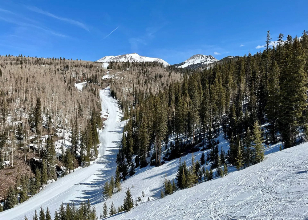 view of the mountain and road from the slopes of eagle point